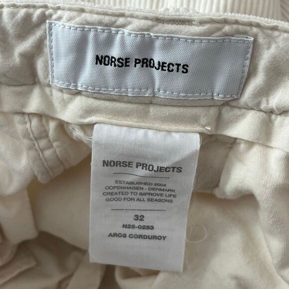 Norse Project White Aros Corduroy Regular Fit Straight Leg Pants Men's Size 32 - Picture 10 of 10